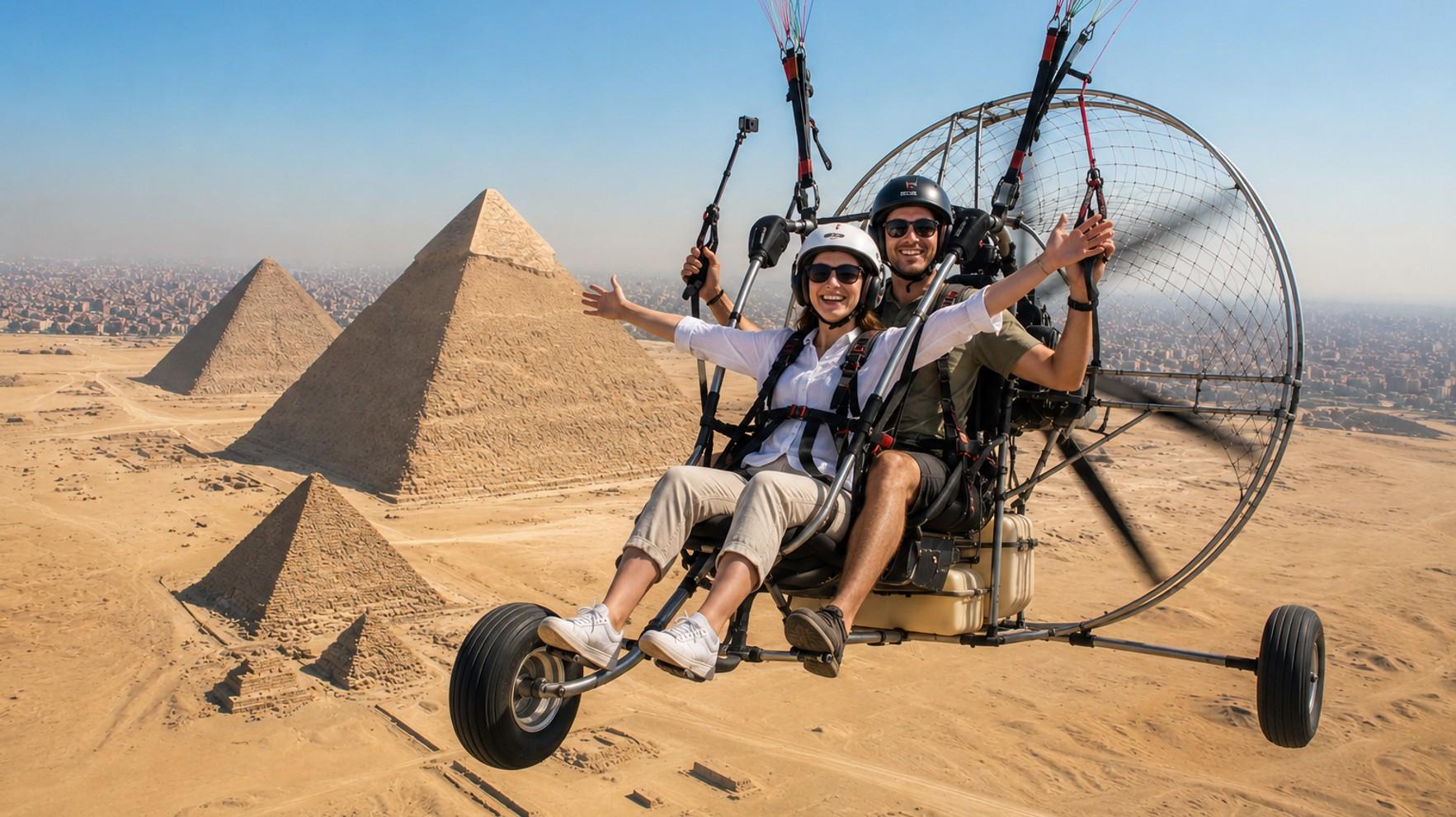 Paramotor Flight Over the Pyramids of Giza